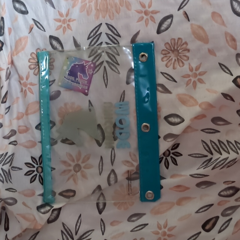 A blue unicorn pencil case